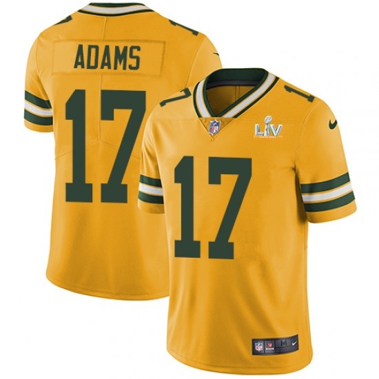 Men's Green Bay Packers #17 Davante Adams Gold 2021 Super Bowl LV Stitched Jersey